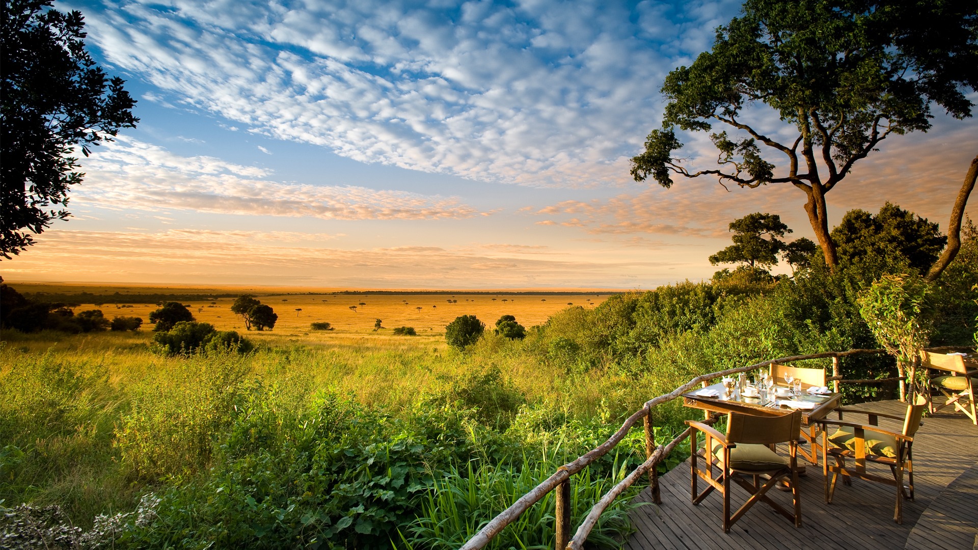 Safari dining deck overlooking the Kenyan plains